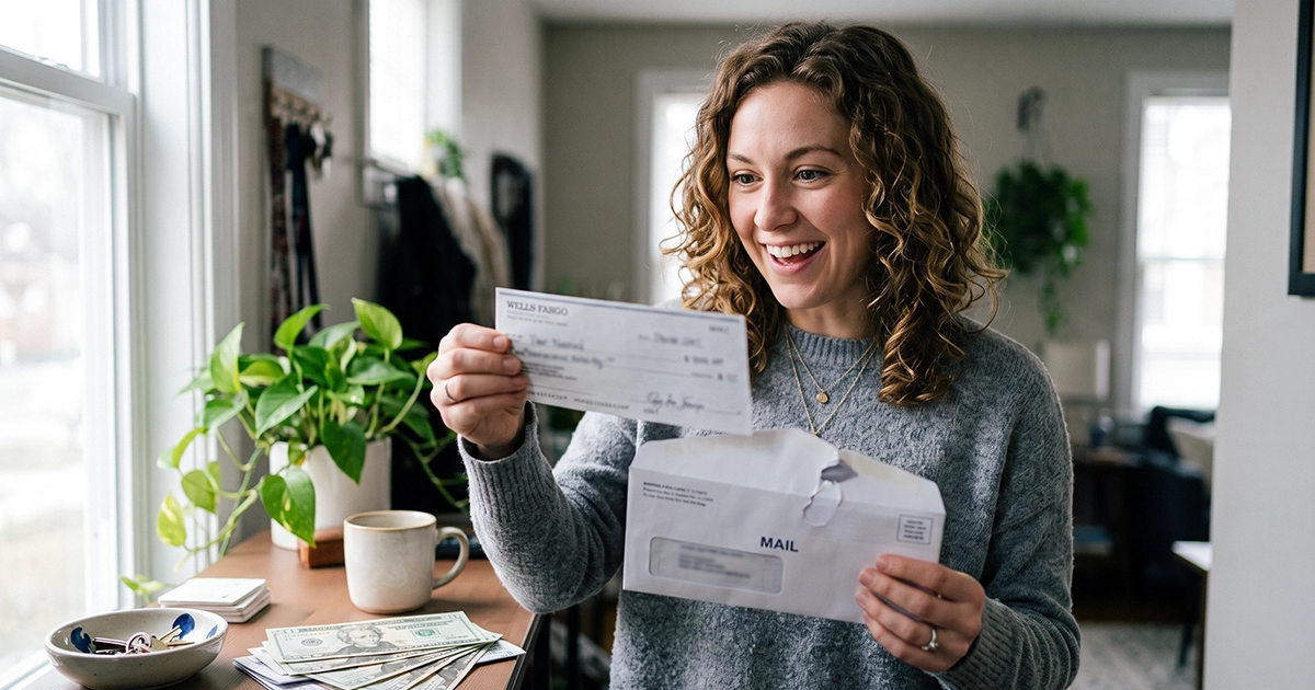 Settlement check representing payments in the Sequoia data breach settlement